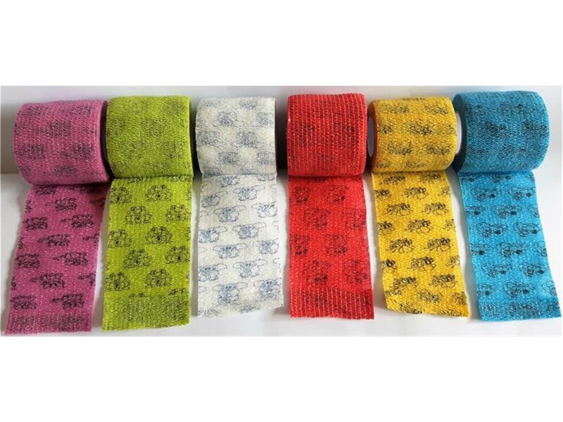 Albrecht ColorFlex Binde 5cm x 4,5m gedehnt - weiß Elefantenmotiv
