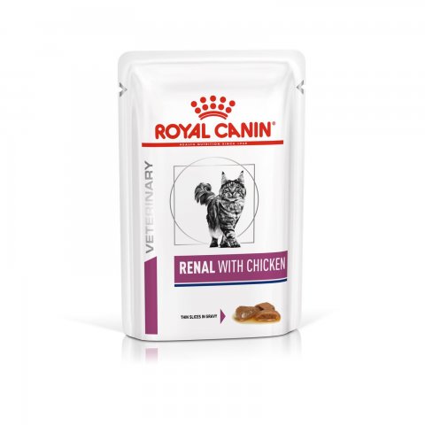 Royal Canin RENAL Huhn (Chicken) feine St&uuml;ckchen in So&szlig;e Frischebeutel 48 x 85g f&uuml;r Katzen