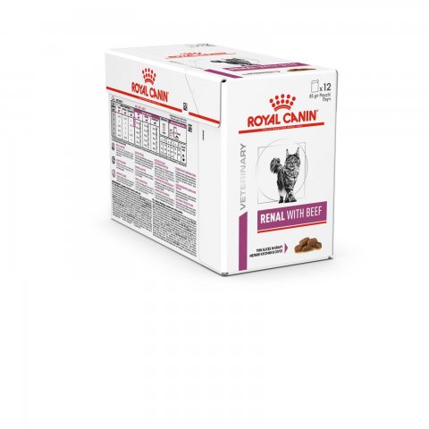 Royal Canin RENAL Rind (Beef) feine St&uuml;ckchen in So&szlig;e Frischebeutel 48 x 85g f&uuml;r Katzen