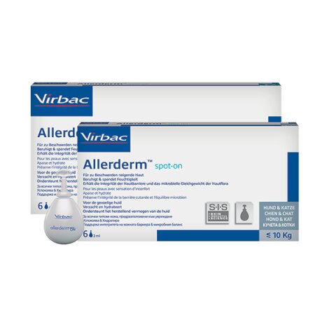 Virbac ALLERDERM SPOT ON f&uuml;r Katzen und kleine Hunde unter 10 Kg KGW 6 x 2 ml begrenztes MHD!!!