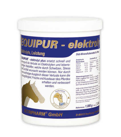 Vetripharm Equipur ELEKTROLYT PLUS 1000g Di&auml;t-Mineralfuttermittel f&uuml;r Pferde begrenztes MHD!!!